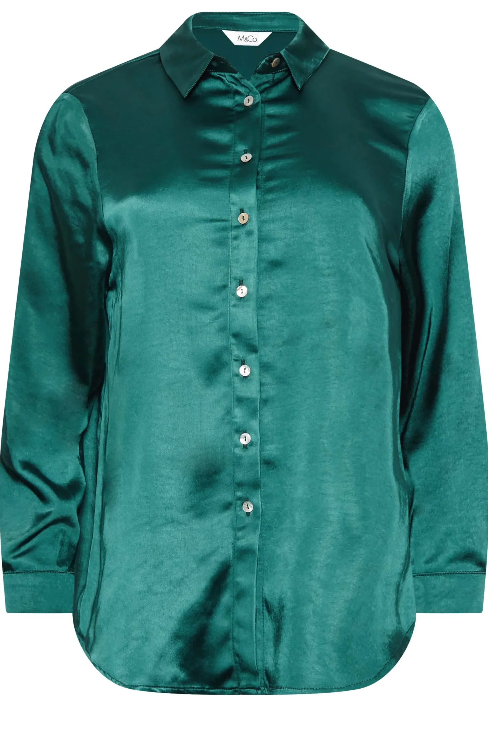 M&Co Womens Emerald Green Satin Shirt>Women Shirts