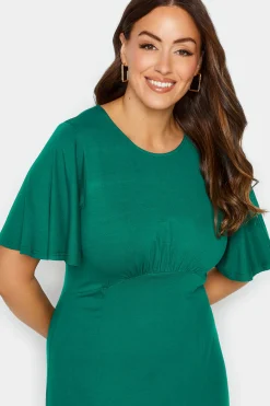 M&Co Womens Forest Green Angel Sleeve Split Hem Midi Dress><noscript><img width=