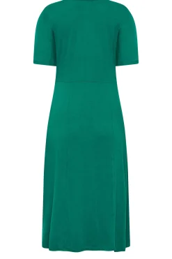 M&Co Womens Forest Green Angel Sleeve Split Hem Midi Dress><noscript><img width=