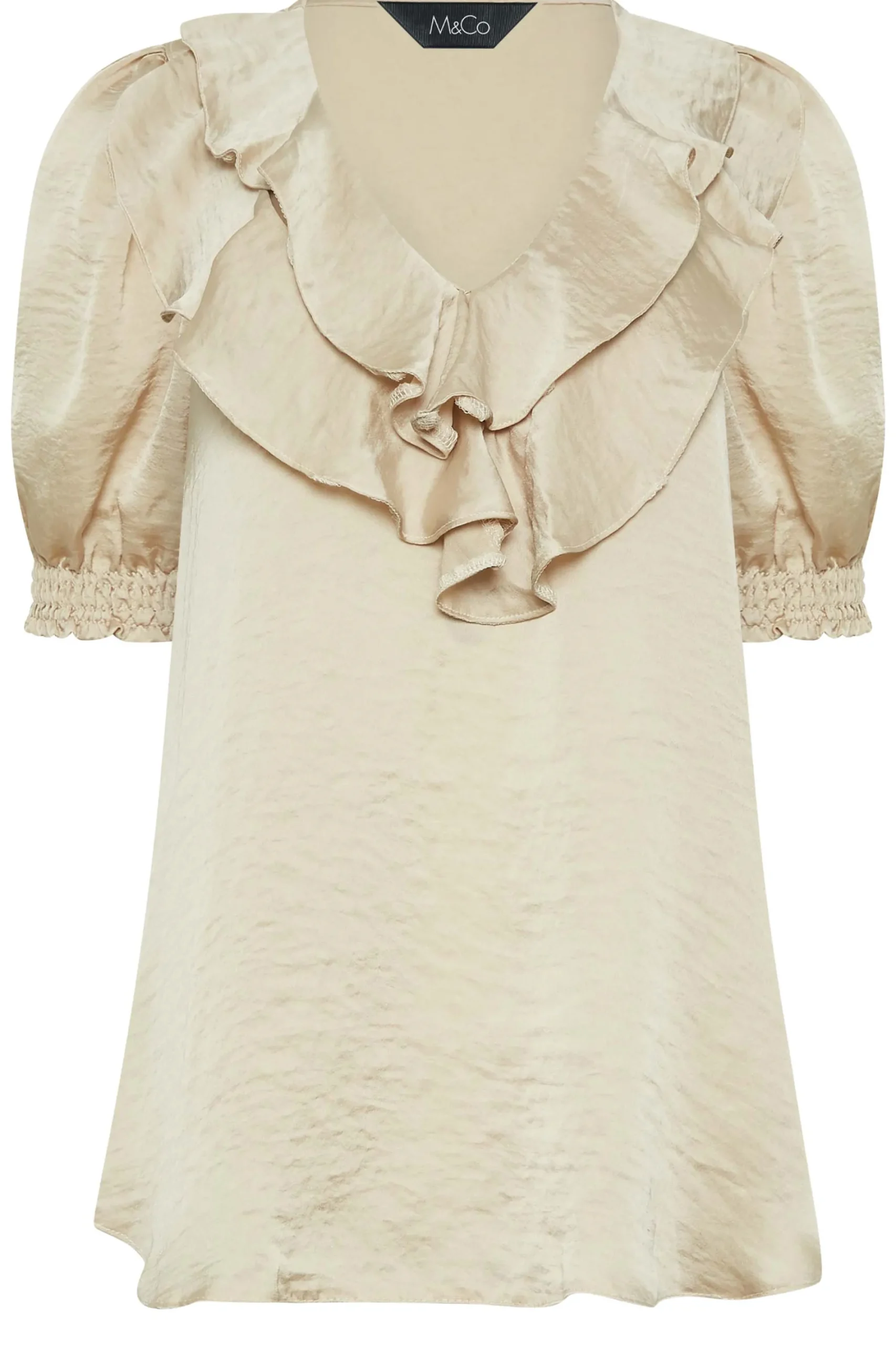 M&Co Womens Gold Frill Front Blouse>Women Short Sleeve Tops