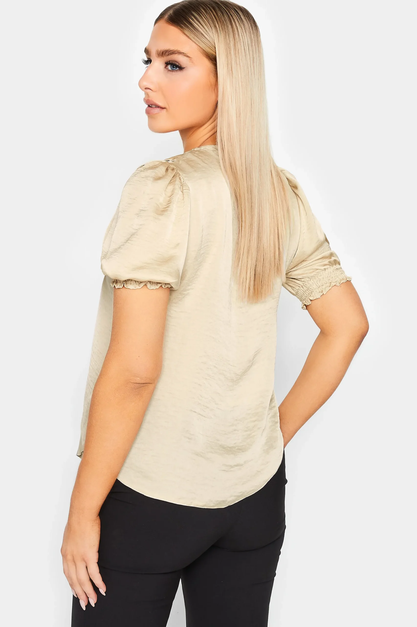 M&Co Womens Gold Frill Front Blouse>Women Short Sleeve Tops