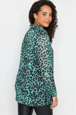 M&Co Womens Green Animal Print Longline Shirt><noscript><img width=