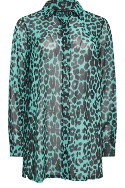 M&Co Womens Green Animal Print Longline Shirt><noscript><img width=