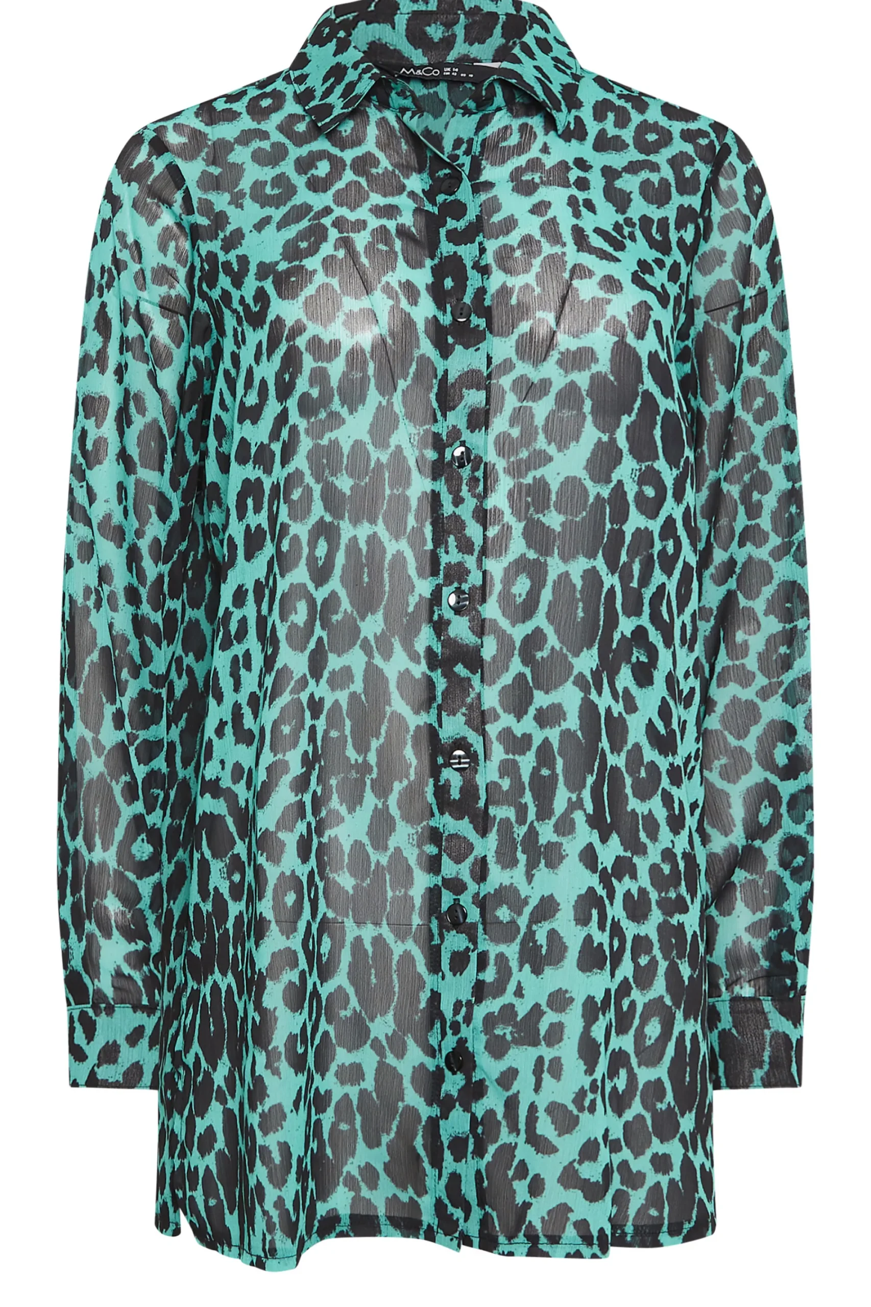 M&Co Womens Green Animal Print Longline Shirt>Women Shirts