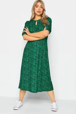 M&Co Womens Green Animal Print Dress>Women Midi Dresses