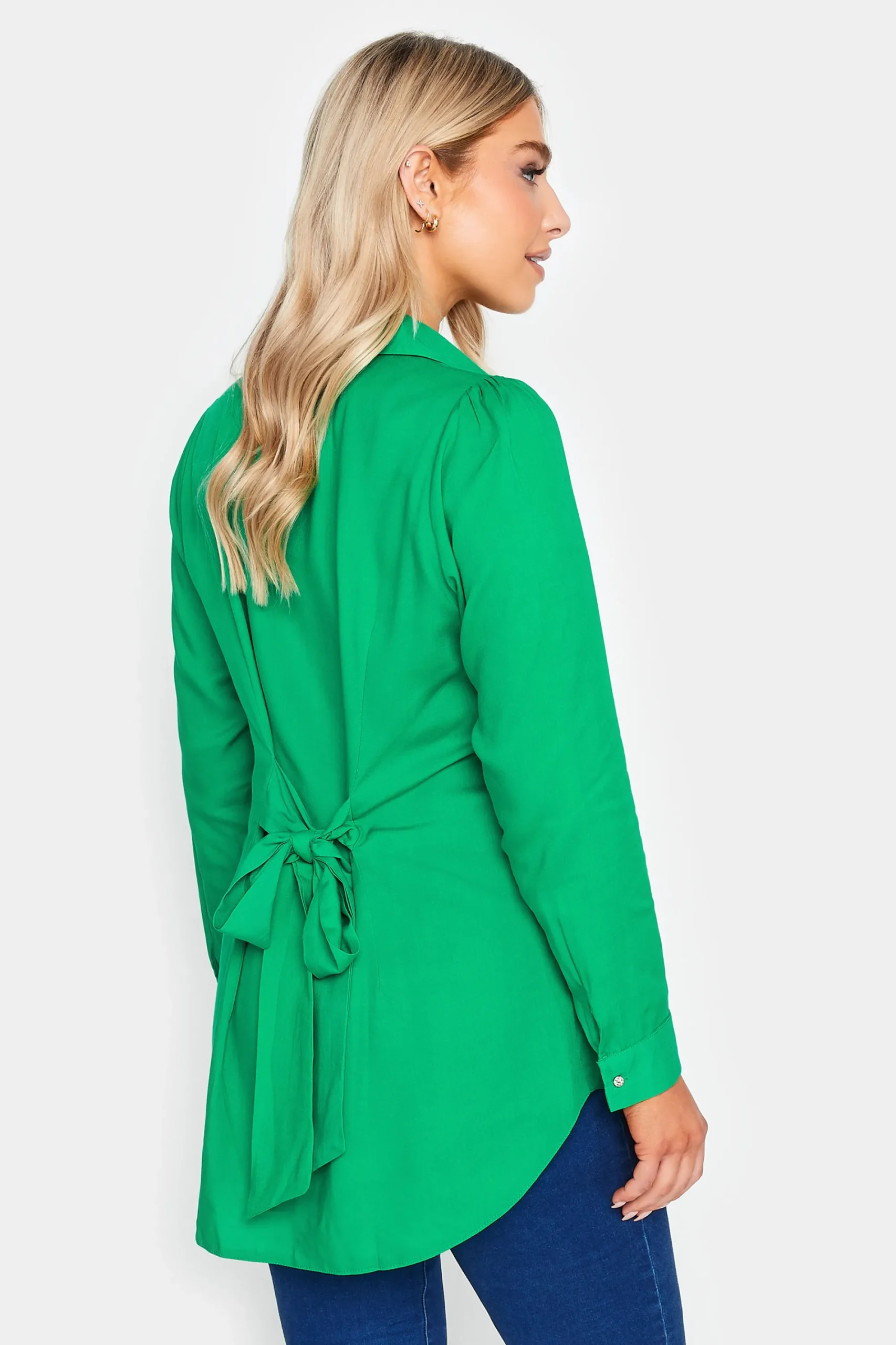 M&Co Womens Green Button Through Tunic Shirt>Women Shirts