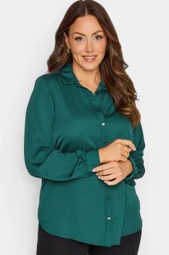 M&Co Womens Green Button Through Shirt>Women Shirts