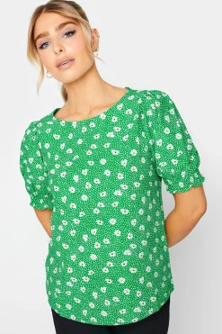 M&Co Womens Green Daisy Print Blouse>Women Short Sleeve Tops
