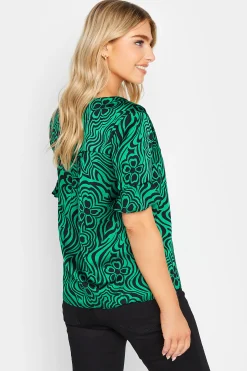 M&Co Womens Green Floral Swirl Print Frill Sleeve Blouse><noscript><img width=