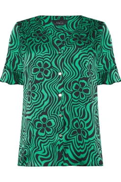 M&Co Womens Green Floral Swirl Print Frill Sleeve Blouse><noscript><img width=