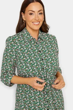 M&Co Womens Green Floral Print Midi Shirt Dress><noscript><img width=