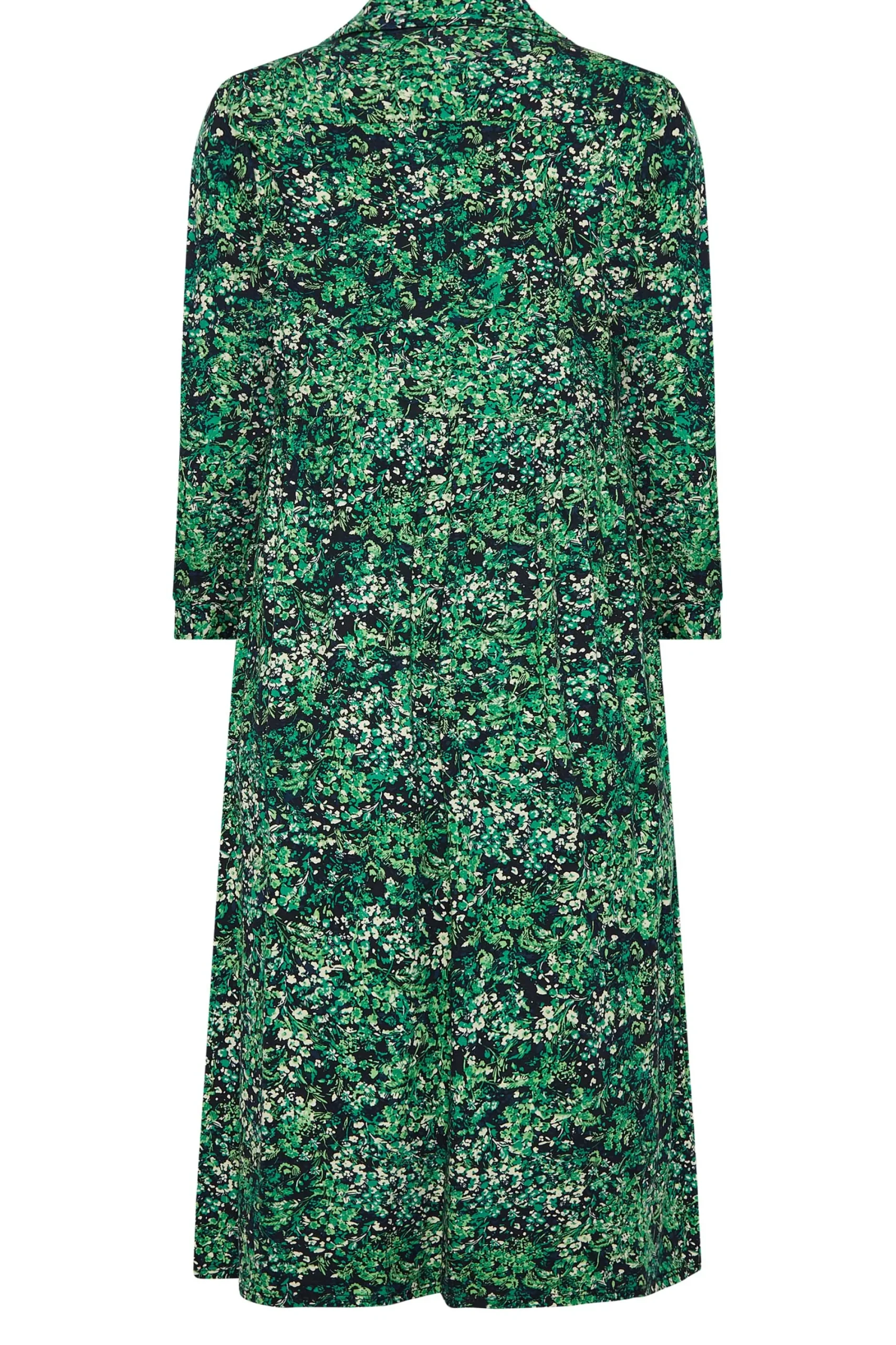 M&Co Womens Green Floral Half Placket Midi Smock Dress>Women Wedding Guest Dresses