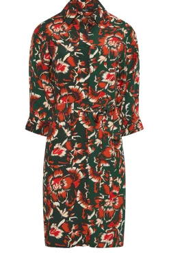 M&Co Womens Green Floral Print Tie Tunic Shirt Dress><noscript><img width=