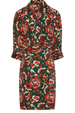 M&Co Womens Green Floral Print Tie Tunic Shirt Dress><noscript><img width=