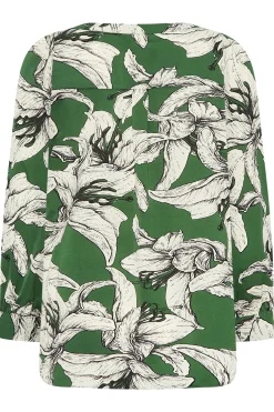 M&Co Womens Green Floral Print 3/4 Sleeve Blouse><noscript><img width=