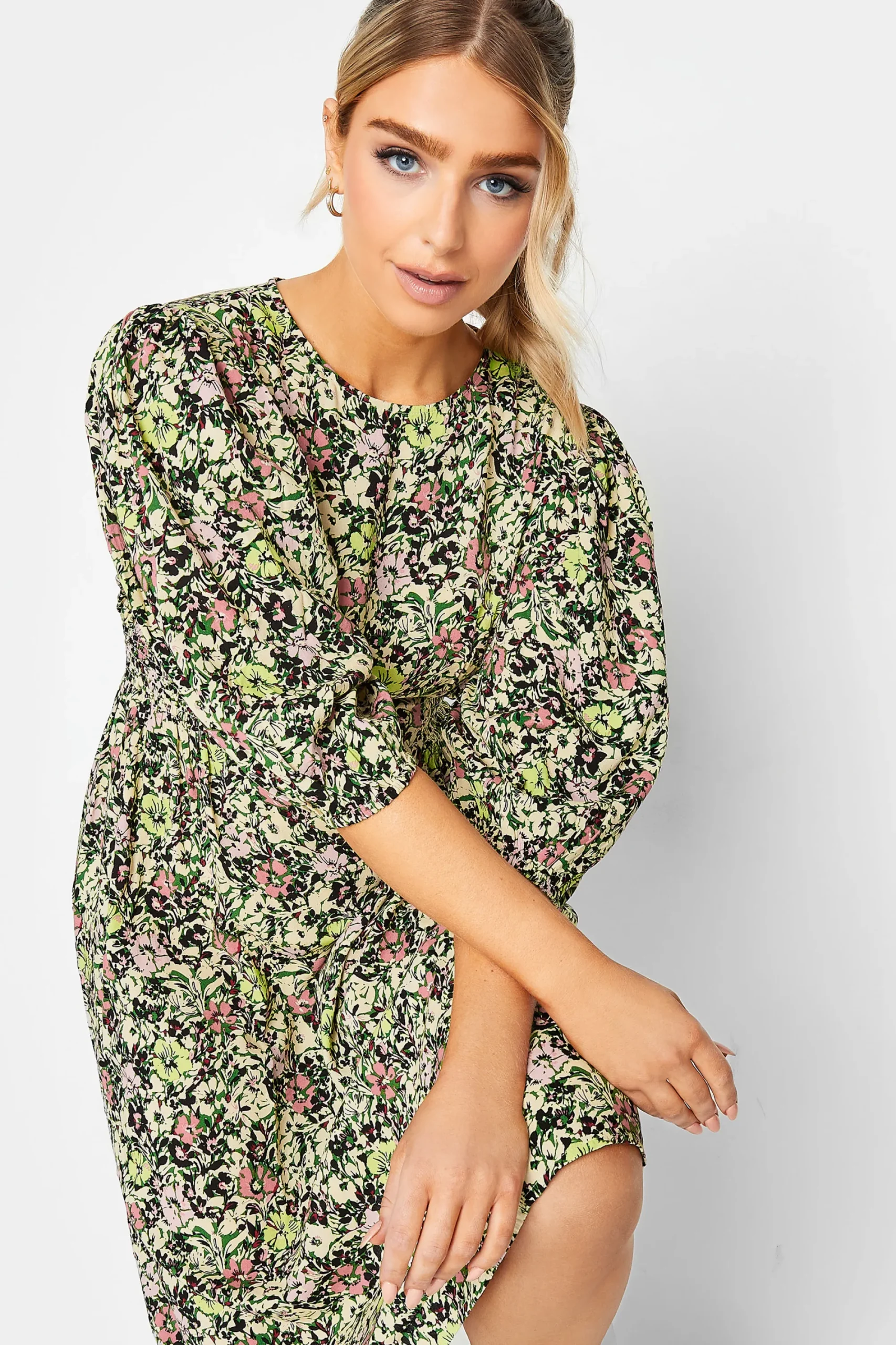 M&Co Womens Green Floral Print Midi Dress>Women Wedding Guest Dresses