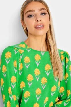 M&Co Womens Green Floral Print Long Sleeve Blouse><noscript><img width=