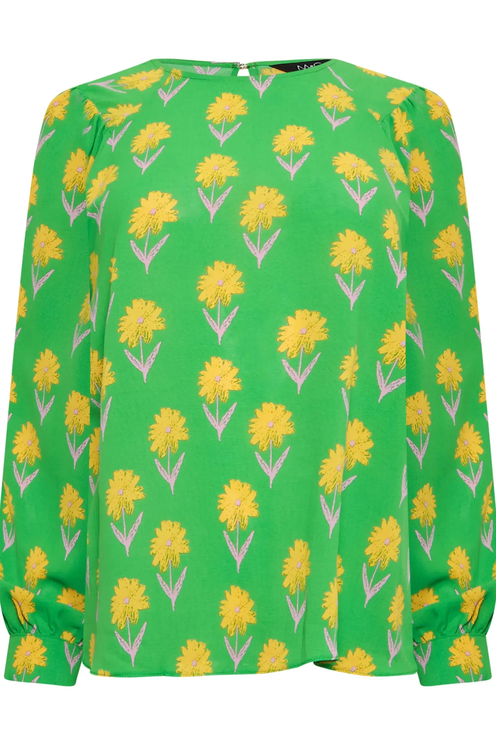 M&Co Womens Green Floral Print Long Sleeve Blouse>Women Shirts