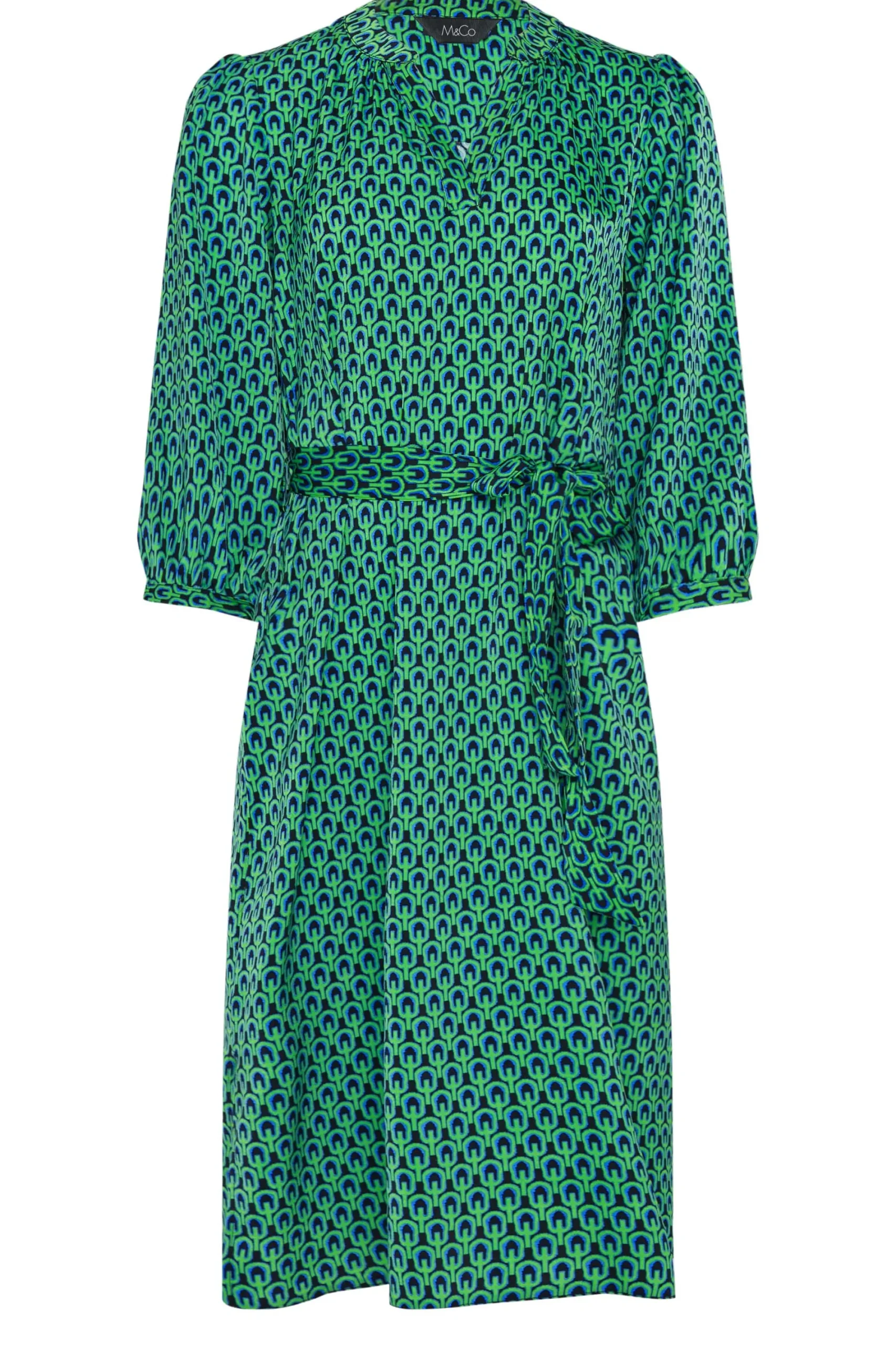 M&Co Womens Green Geometric Print Tunic Dress>Women Shirt Dresses