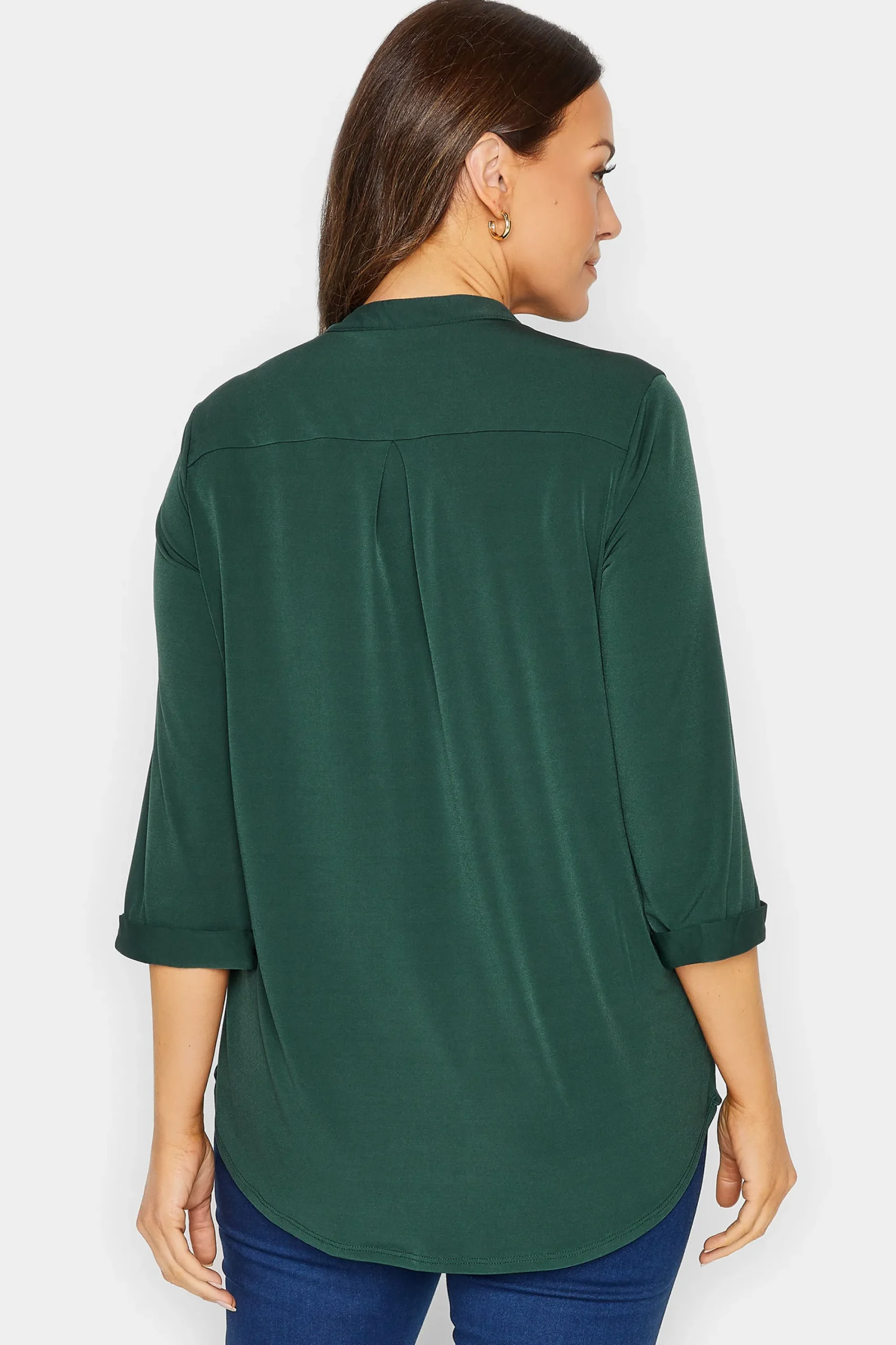 M&Co Womens Green Half Placket Jersey Shirt>Women Shirts