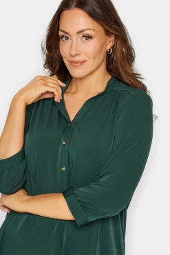 M&Co Womens Green Half Placket Jersey Shirt><noscript><img width=