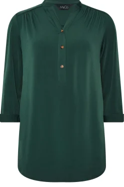 M&Co Womens Green Half Placket Jersey Shirt><noscript><img width=