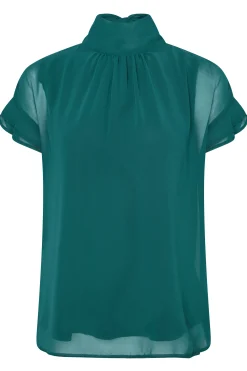 M&Co Womens Green High Neck Frill Sleeve Blouse><noscript><img width=