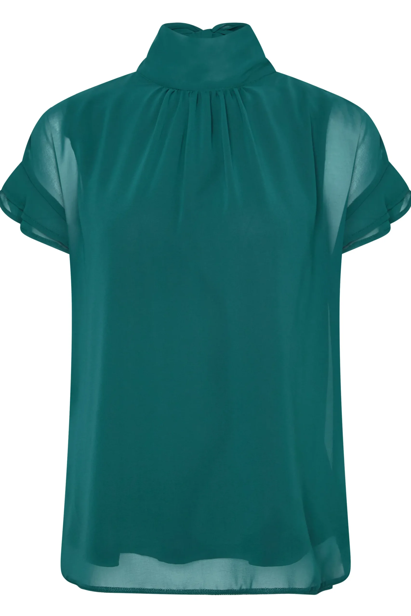 M&Co Womens Green High Neck Frill Sleeve Blouse>Women Short Sleeve Tops