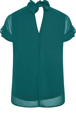 M&Co Womens Green High Neck Frill Sleeve Blouse><noscript><img width=