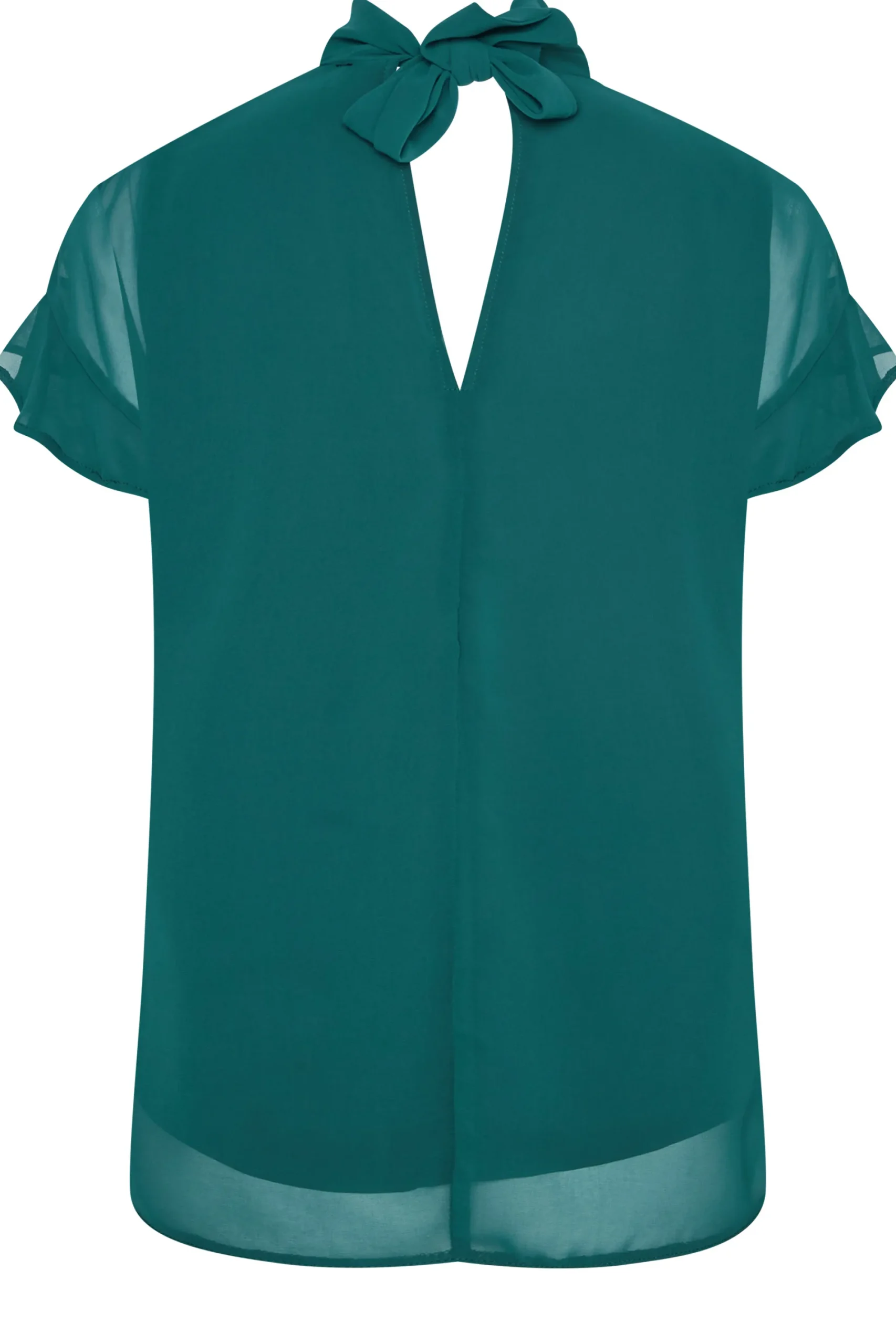 M&Co Womens Green High Neck Frill Sleeve Blouse>Women Short Sleeve Tops