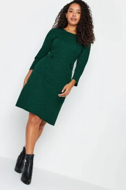 M&Co Womens Green Jacquard Shift Dress>Women Midi Dresses