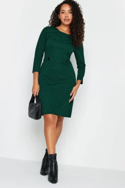 M&Co Womens Green Jacquard Shift Dress>Women Midi Dresses