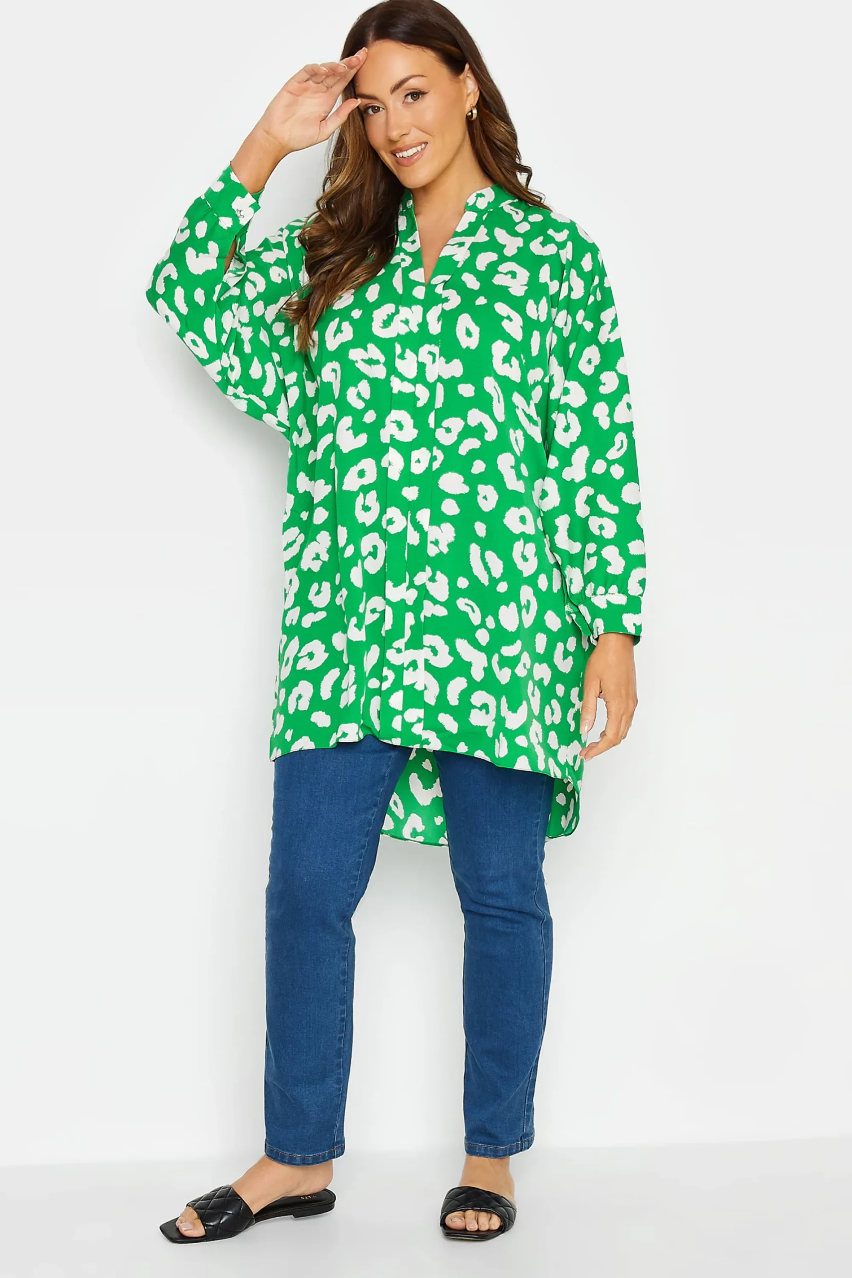 M&Co Womens Green Leopard Print Blouse>Women Shirts