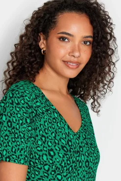 M&Co Womens Green Leopard Print Tie Detail T-Shirt><noscript><img width=