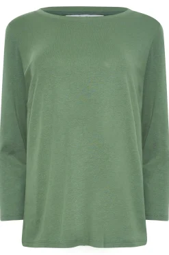 M&Co Womens Green Long Sleeve Cotton Blend Top><noscript><img width=
