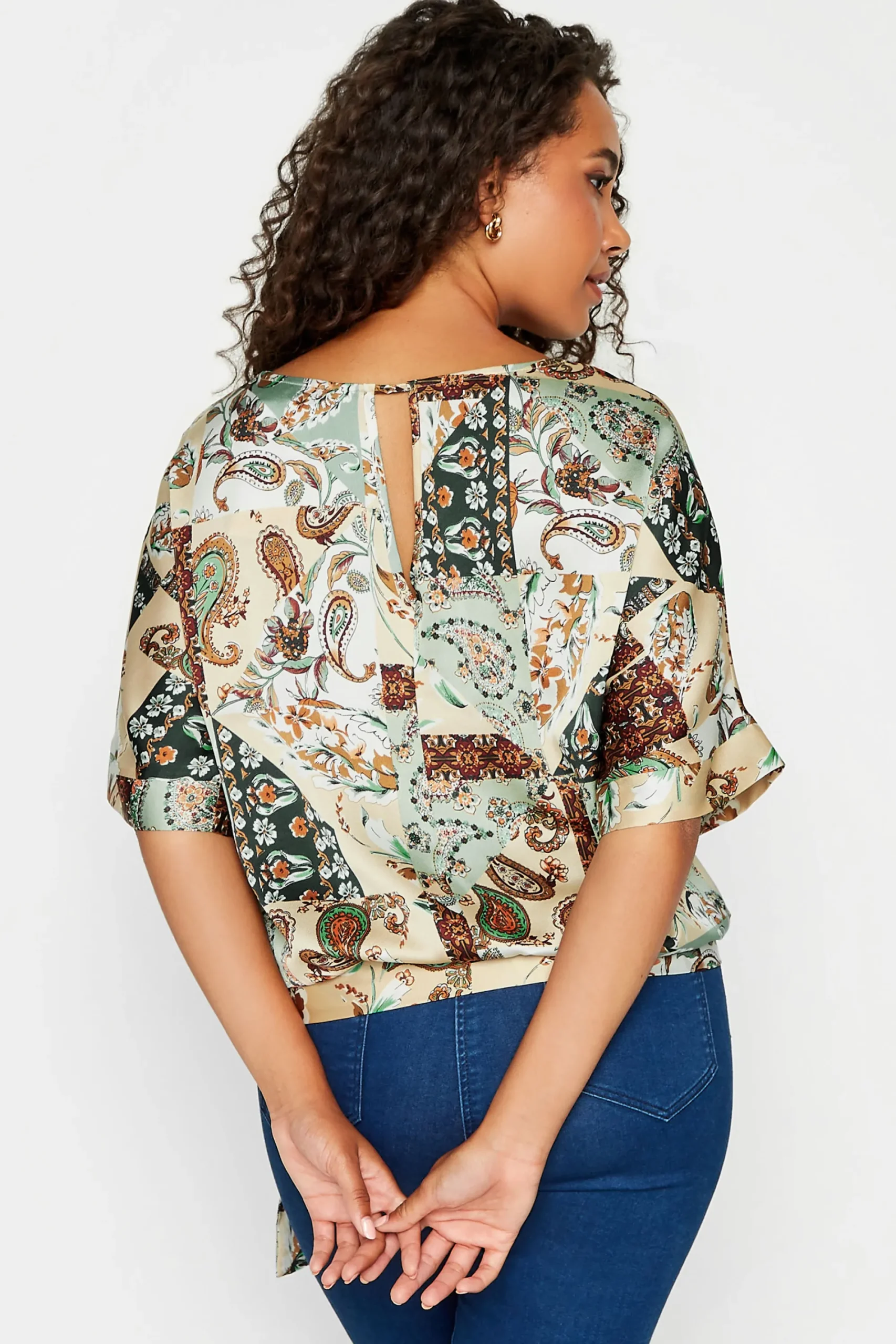 M&Co Womens Green Paisley Print Short Sleeve Blouse>Women Short Sleeve Tops
