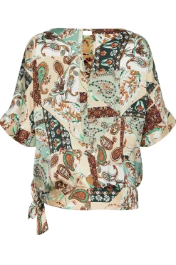 M&Co Womens Green Paisley Print Short Sleeve Blouse><noscript><img width=