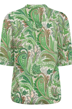 M&Co Womens Green Paisley Print Puff Sleeve Shirt><noscript><img width=