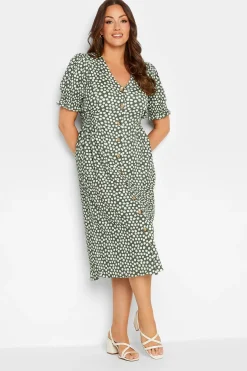 M&Co Womens Green Polka Dot Button Through Dress>Women Wedding Guest Dresses