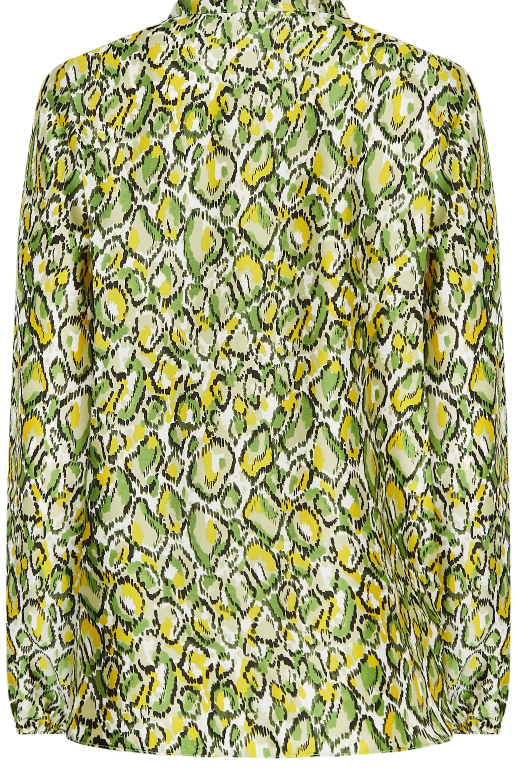 M&Co Womens Green Snake Print Tie Neck Blouse>Women Long Sleeve Tops