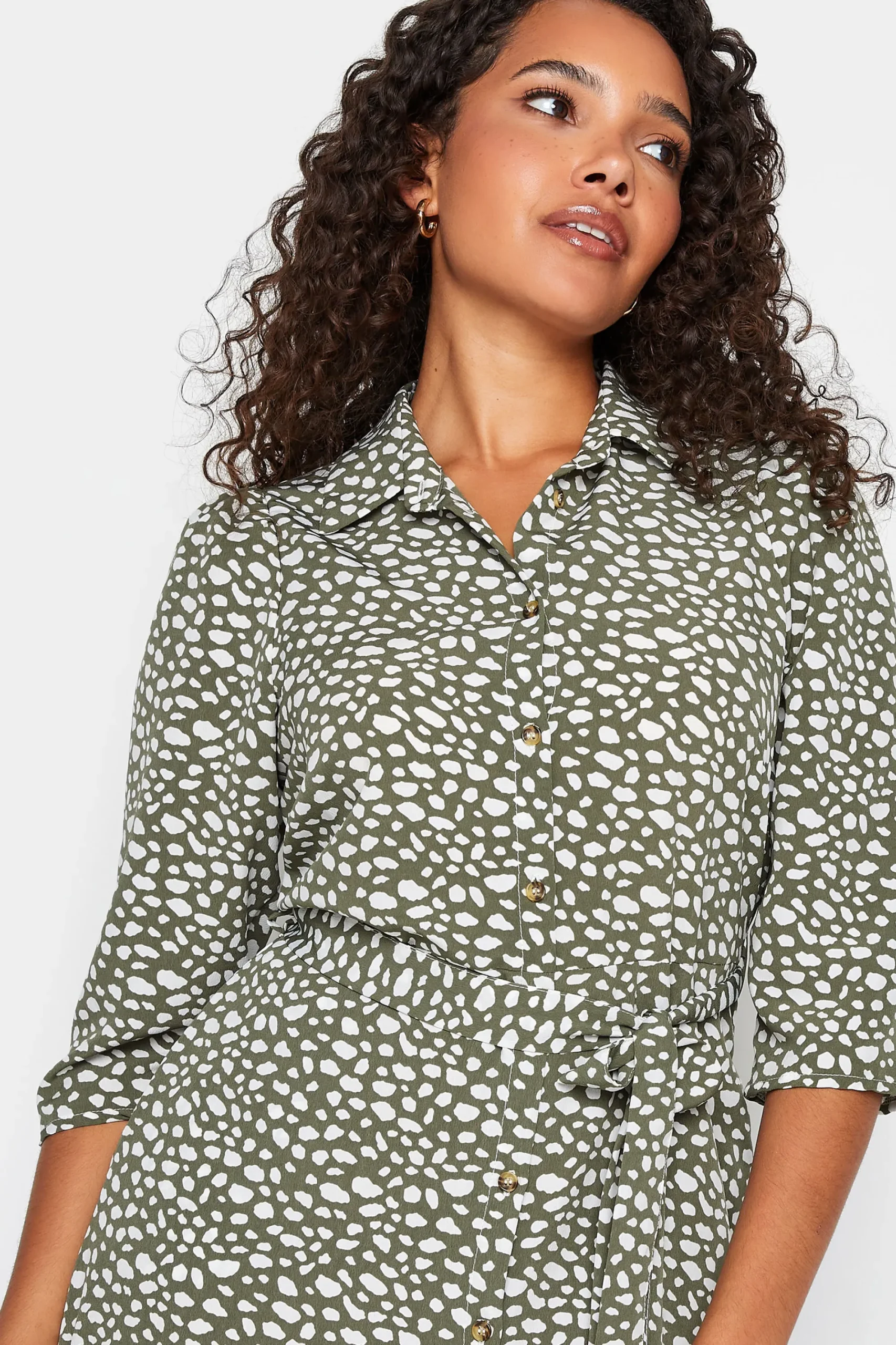 M&Co Womens Green Spot Print Shirt Dress>Women Shirt Dresses