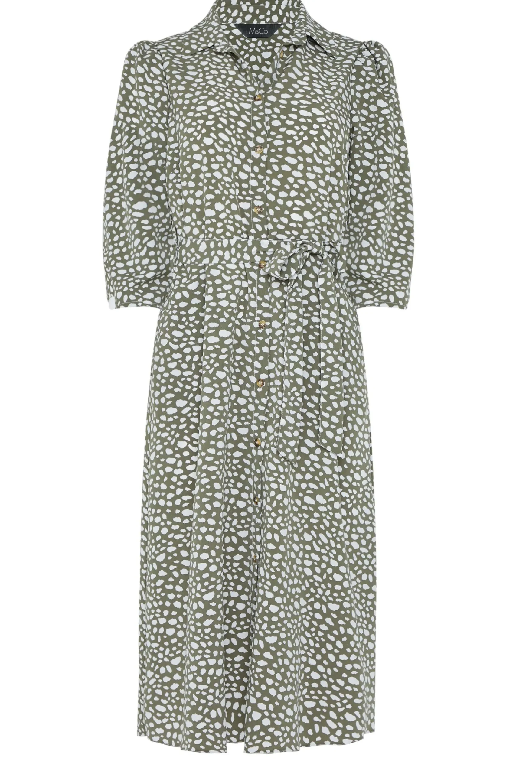M&Co Womens Green Spot Print Shirt Dress>Women Shirt Dresses