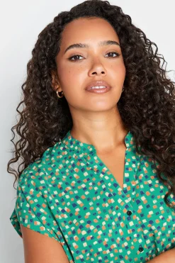 M&Co Womens Green Spot Print V-Neck Blouse><noscript><img width=