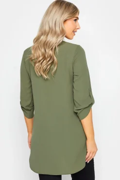 M&Co Womens Green Statement Button Tab Sleeve Shirt><noscript><img width=