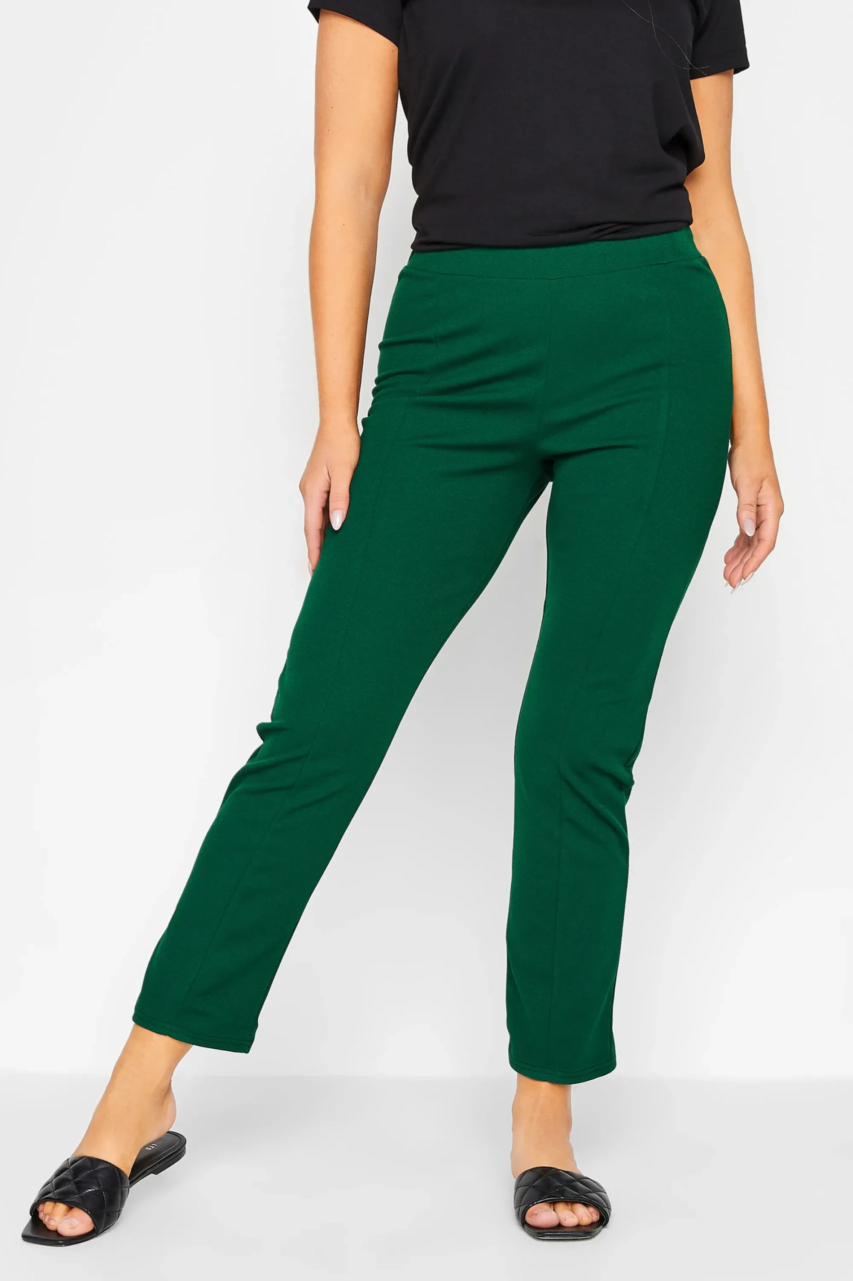 M&Co Womens Green Stretch Tapered Trousers>Women Trousers