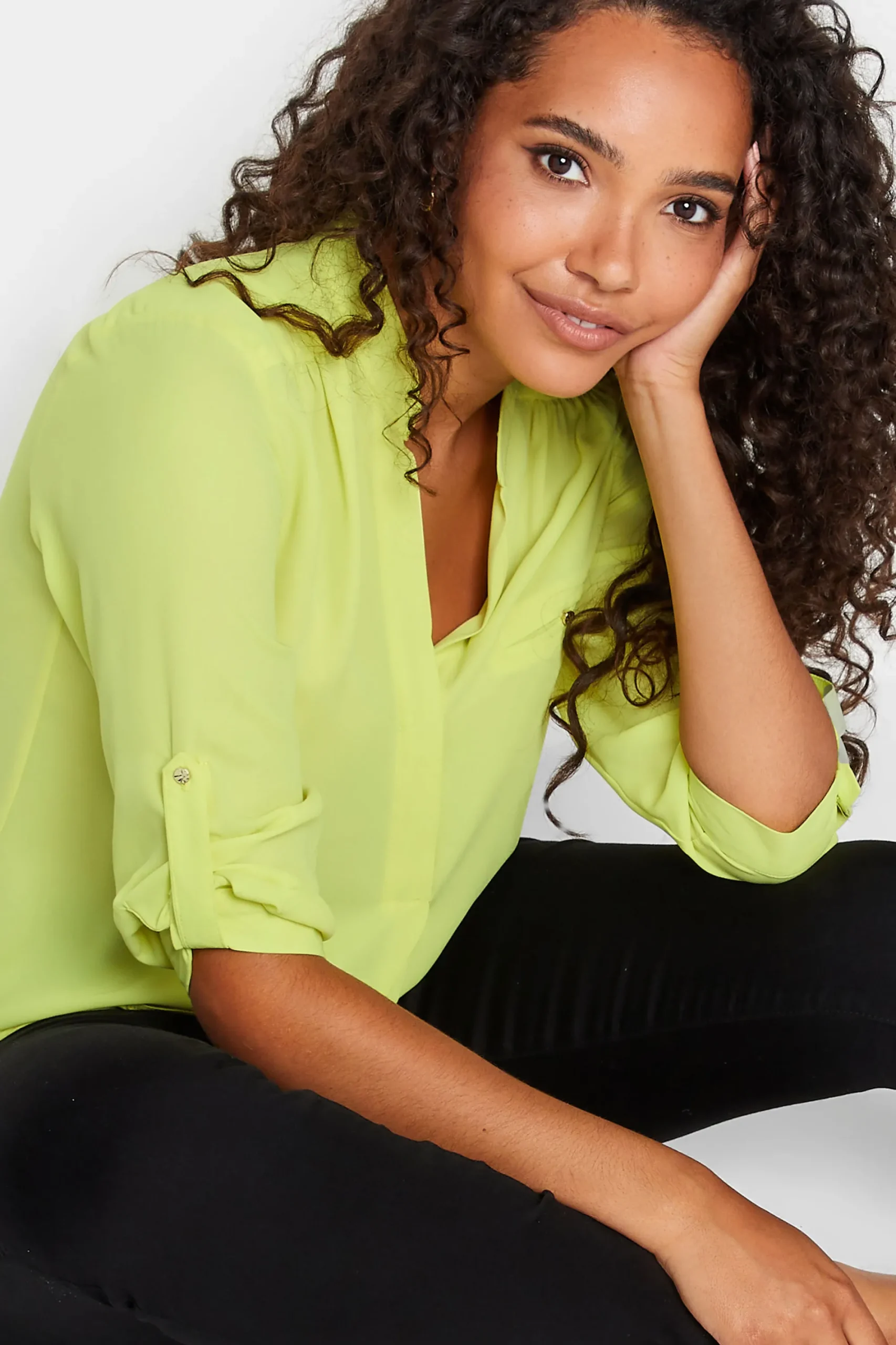 M&Co Womens Green Tab Sleeve Blouse>Women Shirts