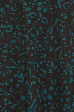 M&Co Womens Green Teal Animal Print Long Sleeve Cotton Top><noscript><img width=