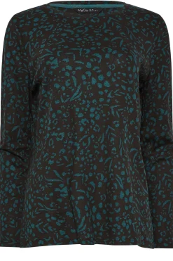 M&Co Womens Green Teal Animal Print Long Sleeve Cotton Top><noscript><img width=