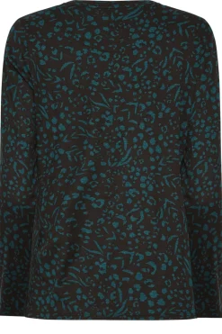 M&Co Womens Green Teal Animal Print Long Sleeve Cotton Top><noscript><img width=