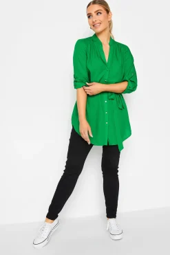 M&Co Womens Green Tie Waist Blouse>Women Shirts